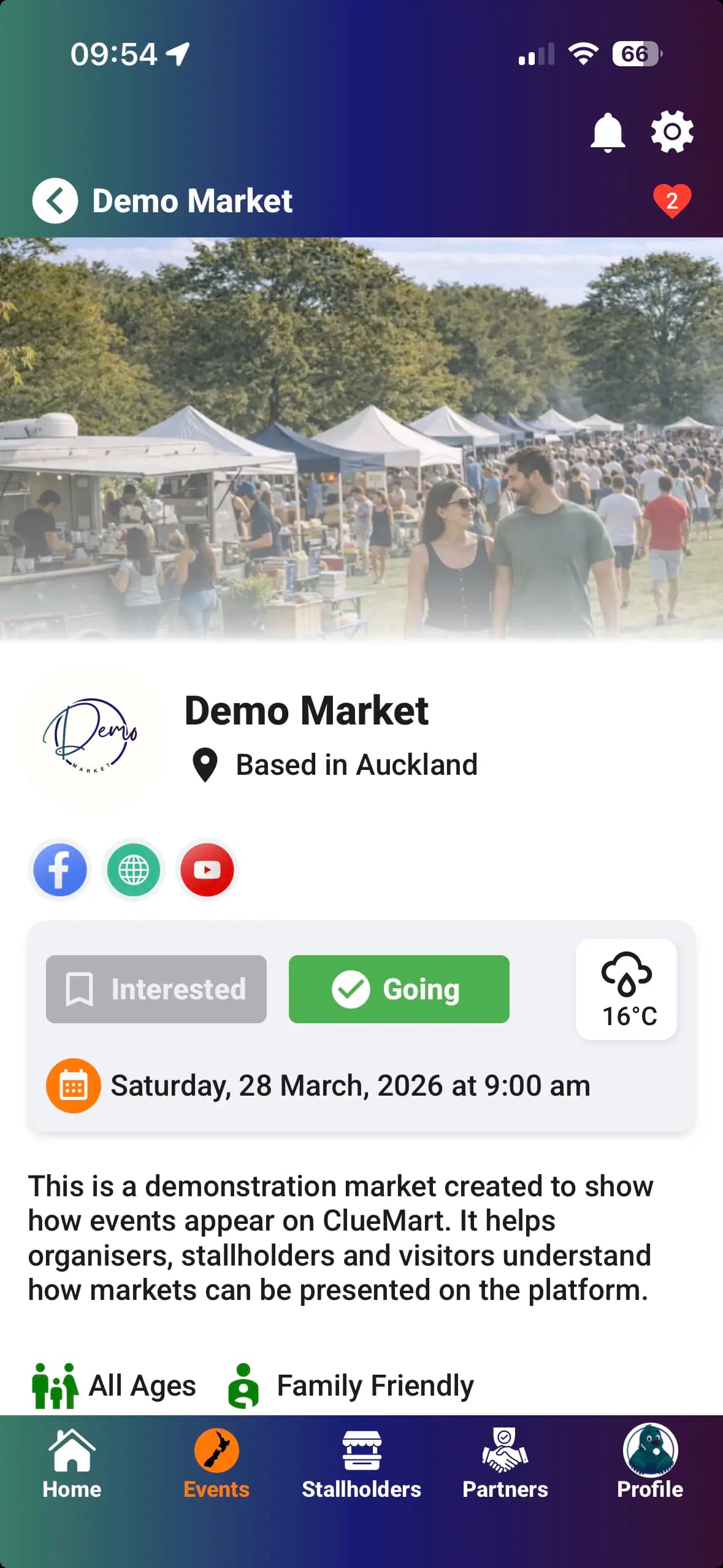 Event profile page