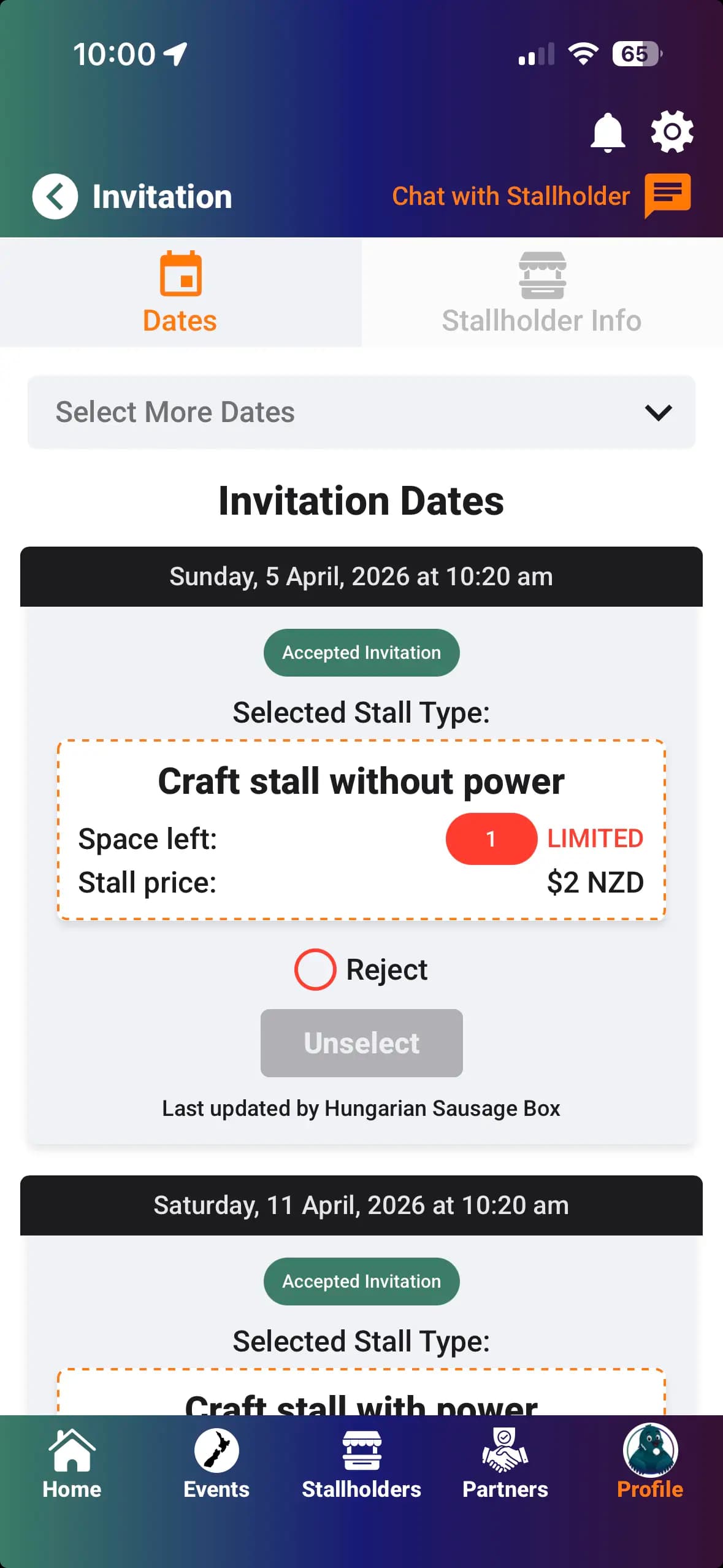 Invite stallholders